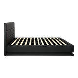 NNEED King Bed Frame Gas Lift RGB Storage Space Black
