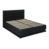 NNEED Queen Bed Frame Gas Lift RGB Storage Space Black