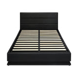 NNEED Queen Bed Frame Gas Lift RGB Storage Space Black