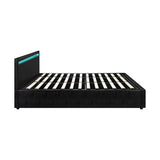 NNEED Bed Frame RGB LED King Size Gas Lift Storage Base Black