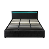 NNEED Bed Frame RGB LED King Size Gas Lift Storage Base Black