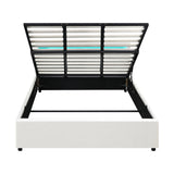 NNEED Bed Frame RGB LED King Size Gas Lift Storage Base White