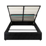 NNEED Bed Frame RGB LED Queen Size Gas Lift Storage Base Black