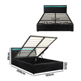 NNEED Bed Frame RGB LED Queen Size Gas Lift Storage Base Black