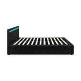 NNEED Bed Frame RGB LED Queen Size Gas Lift Storage Base Black