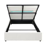 NNEED Bed Frame RGB LED Queen Size Gas Lift Storage Base White