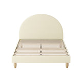 NNEED Bed Frame Double Size Arched Bedhead Beige Fabric
