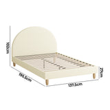 NNEED Bed Frame Double Size Arched Bedhead Beige Fabric