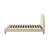 NNEED Bed Frame Double Size Arched Bedhead Beige Fabric