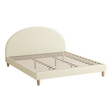 NNEED Bed Frame King Size Arched Bedhead Beige Fabric
