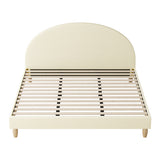 NNEED Bed Frame King Size Arched Bedhead Beige Fabric