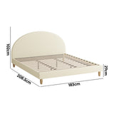 NNEED Bed Frame King Size Arched Bedhead Beige Fabric