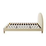 NNEED Bed Frame King Size Arched Bedhead Beige Fabric