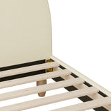 NNEED Bed Frame King Size Arched Bedhead Beige Fabric