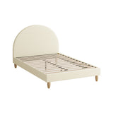 NNEED Bed Frame King Single Arched Bedhead Beige Fabric