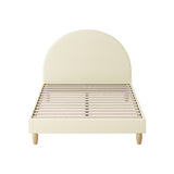 NNEED Bed Frame King Single Arched Bedhead Beige Fabric