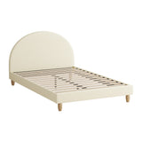 NNEED Bed Frame Queen Size Arched Bedhead Beige Fabric