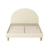 NNEED Bed Frame Queen Size Arched Bedhead Beige Fabric