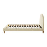 NNEED Bed Frame Queen Size Arched Bedhead Beige Fabric