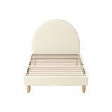 NNEED Bed Frame Single Size Arched Bedhead Beige Fabric