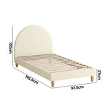 NNEED Bed Frame Single Size Arched Bedhead Beige Fabric