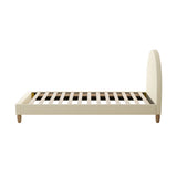 NNEED Bed Frame Single Size Arched Bedhead Beige Fabric