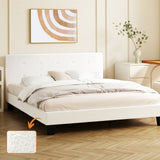 NNEED Bed Frame Double Size White Boucle