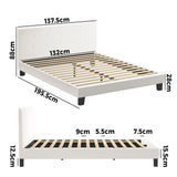 NNEED Bed Frame Double Size White Boucle