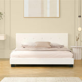 NNEED Bed Frame Double Size White Boucle