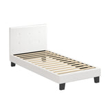 NNEED Bed Frame Single Size White Boucle