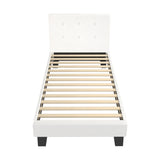 NNEED Bed Frame Single Size White Boucle