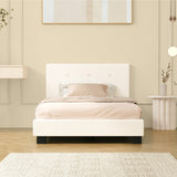 NNEED Bed Frame Single Size White Boucle