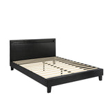 NNEED Bed Frame RGB LED Double Size Wood Slats PU Leather