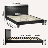 NNEED Bed Frame RGB LED Double Size Wood Slats PU Leather