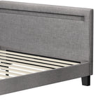 NNEED Bed Frame RGB LED Double Size Wooden Grey Fabric
