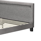 NNEED Bed Frame RGB LED Queen Size Wooden Grey Fabric