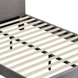 NNEED Bed Frame RGB LED Queen Size Wooden Grey Fabric
