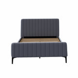 NNEED Bed Frame Double Size Beds Platform Velvet Fabric Grey