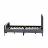 NNEED Bed Frame Double Size Beds Platform Velvet Fabric Grey
