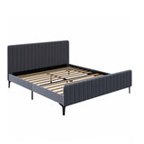 NNEED Bed Frame King Size Beds Platform Velvet Fabric Grey