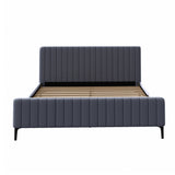 NNEED Bed Frame King Size Beds Platform Velvet Fabric Grey