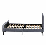 NNEED Bed Frame King Size Beds Platform Velvet Fabric Grey