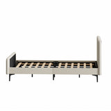 NNEED King Single Bed Frame Velvet Fabric Beige