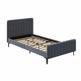 NNEED Bed Frame King Single Beds Platform Velvet Fabric Grey