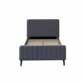 NNEED Bed Frame King Single Beds Platform Velvet Fabric Grey
