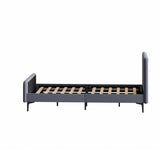 NNEED Bed Frame King Single Beds Platform Velvet Fabric Grey