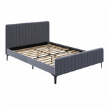 NNEED Bed Frame Queen Size Beds Platform Velvet Fabric Grey