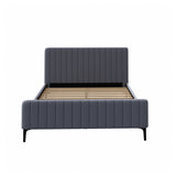 NNEED Bed Frame Queen Size Beds Platform Velvet Fabric Grey