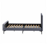 NNEED Bed Frame Queen Size Beds Platform Velvet Fabric Grey