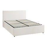 NNEED Queen Bed Frame Gas Lift Storage Base White Boucle
